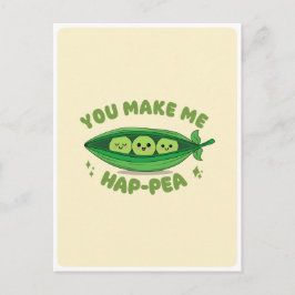 Schattige Kawaii Groene Erwten Groente Voedsel Pun Briefkaart