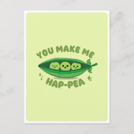 Schattige Kawaii Groene Erwten Groente Voedsel Pun Briefkaart