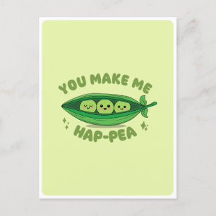 Schattige Kawaii Groene Erwten Groente Voedsel Pun Briefkaart