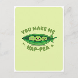Schattige Kawaii Groene Erwten Groente Voedsel Pun Briefkaart