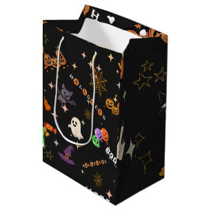 Schattige Kawaii Halloween Doodles Griezeldonatie  Medium Cadeauzakje