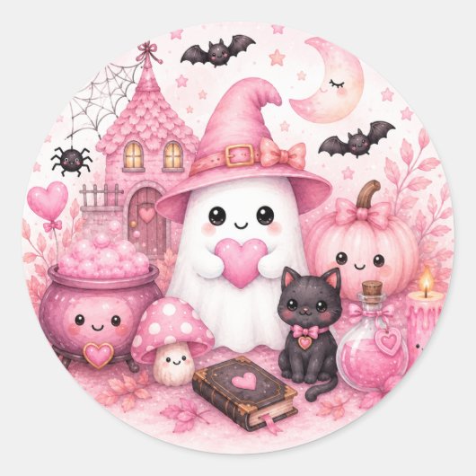 Schattige Kawaii Halloween Geest Sticker (Voorkant)