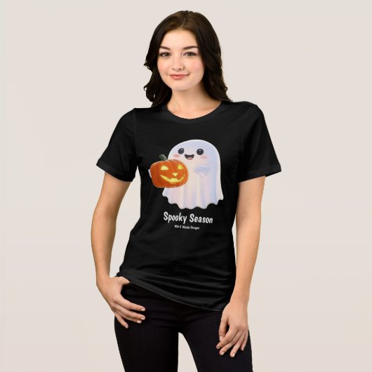 Schattige Kawaii Halloween Ghost Tshirt (Voorkant volledig)