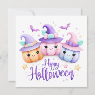 Schattige Kawaii Halloween Pompoenen Kaart