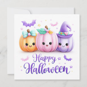 Schattige Kawaii Halloween Pompoenen Kaart