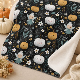 Schattige Kawaii Halloweenfee en Pastelkleurige Po Sherpa Deken