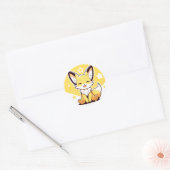 Schattige Kawaii Happy Fennec Fox Schattig Portret Ronde Sticker (Envelop)