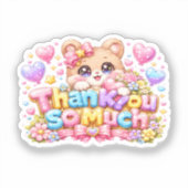 Schattige Kawaii Hartelijk Dank Berenpastel Pi Sticker (Voorkant)