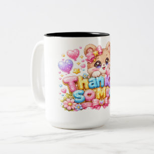 Schattige Kawaii Hartelijk Dank Berenpastel Pi Tweekleurige Koffiemok