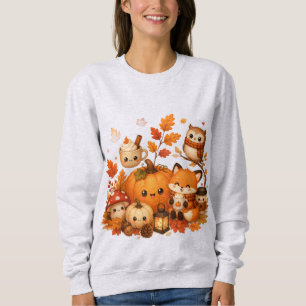 Schattige Kawaii Herfst Pompoen Vos Uil Herfst Die Trui