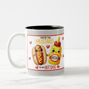 Schattige Kawaii Hotdogs en Mosterd Tweekleurige Koffiemok
