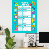 Schattige Kawaii Huidige Planning Poster (Thuiskantoor)
