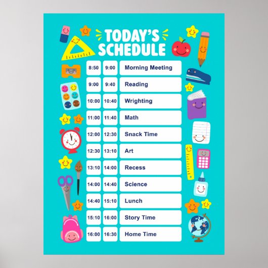 Schattige Kawaii Huidige Planning Poster (Voorkant)