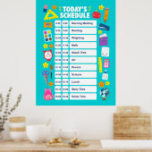 Schattige Kawaii Huidige Planning Poster (Keuken)