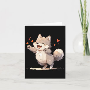 Schattige Kawaii Husky Hond Houdt van Hart Gelukki Kaart