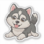 Schattige Kawaii Husky Schattig Husky Pup Design Sticker (Voorkant)