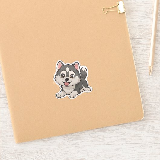 Schattige Kawaii Husky Schattig Husky Pup Design Sticker (Notitieboek)