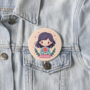 Schattige Kawaii-illustratie met het motto 'Wees a Ronde Button 7,6 Cm