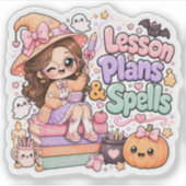 Schattige Kawaii Juf Heks Halloween Sticker (Voorkant)
