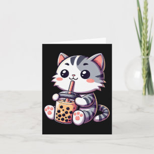 Schattige Kawaii Kat Boba Bubble Melk Thee Anime N Kaart