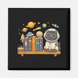 Schattige kawaii kat boeken astronaut ruimte magneet
