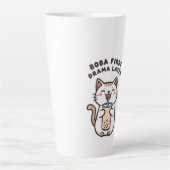 Schattige Kawaii Kat Drinkt Bubble Tea Latte Mok (Voorkant)