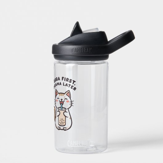 Schattige Kawaii Kat Drinkt Bubble Tea Waterfles (Links)