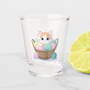 Schattige kawaii kat in de keuken shot glas