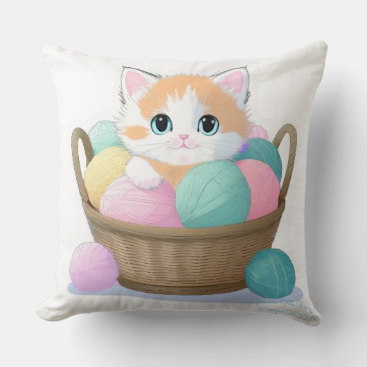 Schattige kawaii kat kussen (Voorkant)