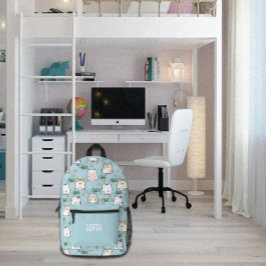 Schattige kawaii kat patroon azuurblauw bedrukte rugzak