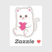 Schattige Kawaii Kat Roze Hart Valentijn Sticker (Vel)