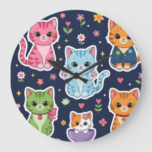 Schattige Kawaii Katten Neko Grappige Kitten Kat L Grote Klok