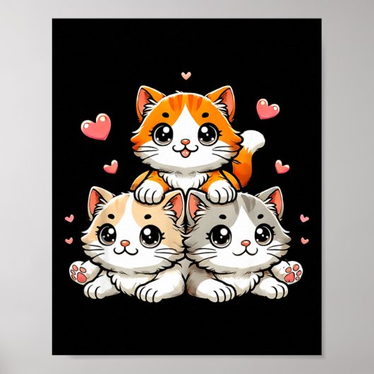 Schattige kawaii katten neko grappige kitten kat l poster (Voorkant)