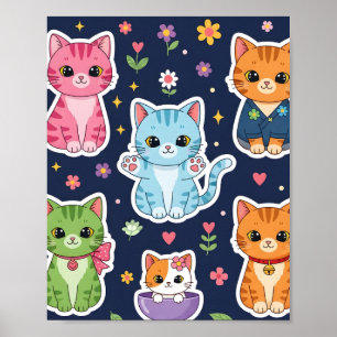 Schattige Kawaii Katten Neko Grappige Kitten Kat L Poster