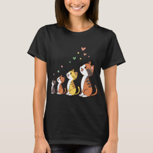 Schattige Kawaii Katten Zingen - Kleurrijke Muziek T-shirt