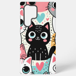 Schattige Kawaii Kattengezichtjes en Hartjes Whims Samsung Galaxy Hoesje