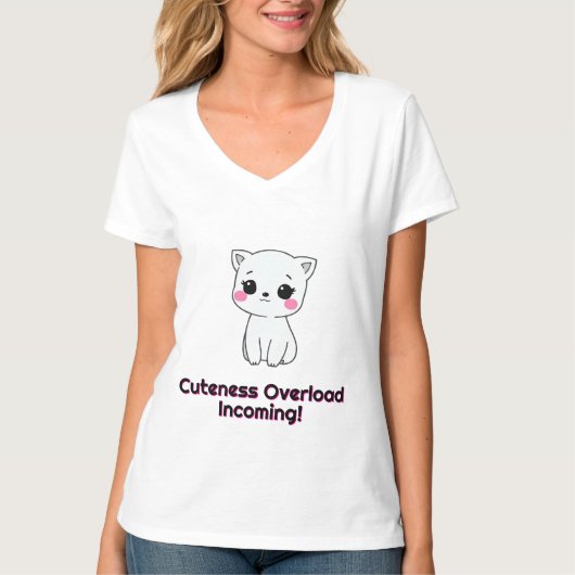 Schattige Kawaii Kattentekening T-shirt (Voorkant)