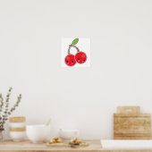 schattige kawaii - kersen poster (Keuken)
