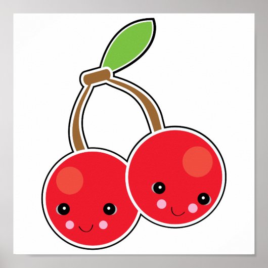 schattige kawaii - kersen poster (Voorkant)