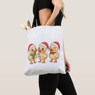 Schattige Kawaii Kerst Eenden Festieve Feestdage Tote Bag