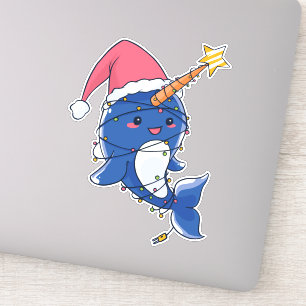 Schattige Kawaii Kerst Narwal Sticker