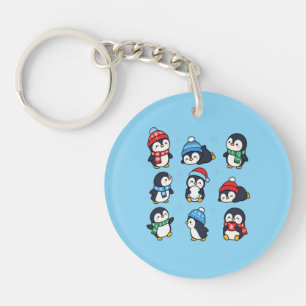 Schattige Kawaii Kerst Pinguïns Winter Vlokken K Sleutelhanger