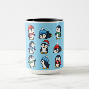 Schattige Kawaii Kerst Pinguïns Wintervlokken K Mok