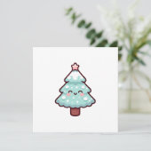 Schattige Kawaii kerstboom karakter Feestdagenkaart (Staand voorkant)
