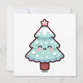 Schattige Kawaii kerstboom karakter Feestdagenkaart (Achterkant)