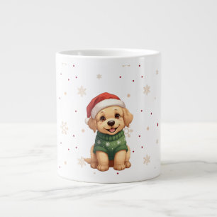 Schattige Kawaii Kersthond - Puppy Kerstontwerp Grote Koffiekop