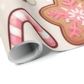 Schattige Kawaii kerstinpakpapier | peperkoek Cadeaupapier (Rol Hoek)