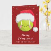 Schattige Kawaii Kerstman Tennis Bal Kerst Sparkli Kaart (Gele Bloem)
