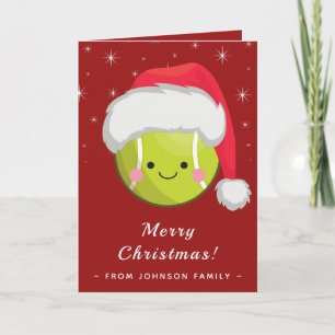 Schattige Kawaii Kerstman Tennis Bal Kerstmis Glan Kaart