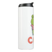 Schattige Kawaii Kikker Bubble Tea Cool Typografie Thermosbeker (Gedraaid links)